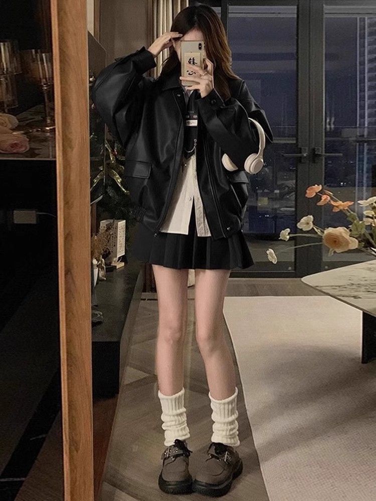 Women's Short PU Leather Jacket