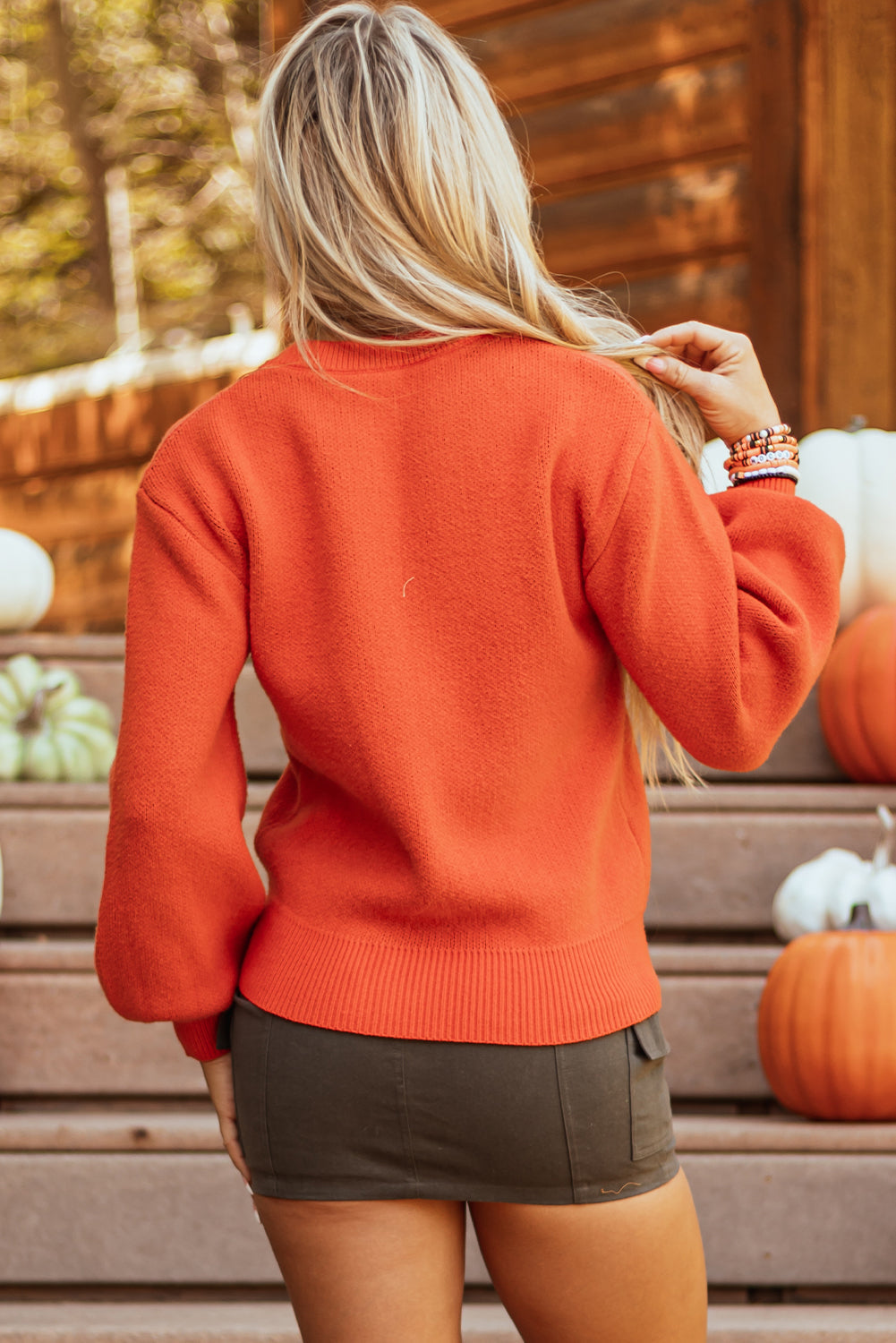 Halloween Pumpkin Face Drop Shoulder Sweater