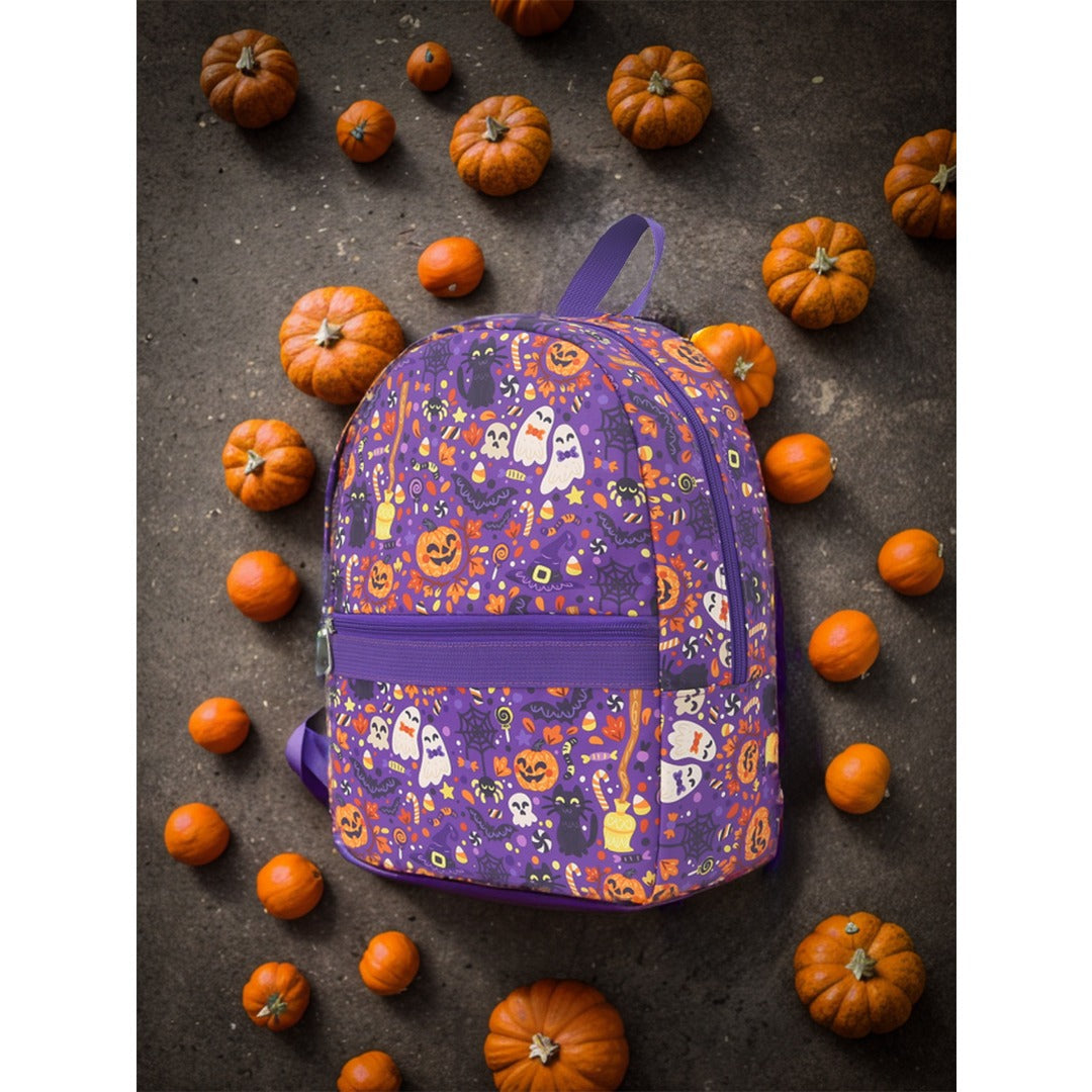 Pumpkin witch pattern digital print backpack, waterproof nylon backpack purse, student backpack purse,