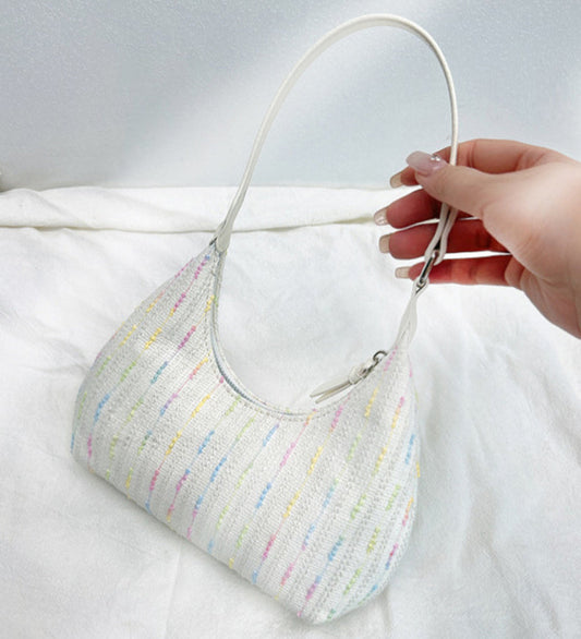 Chic Knitted Underarm Bag - Stylish Women's Summer Canvas Shoulder Bag & Small Girls Handbag Hobo