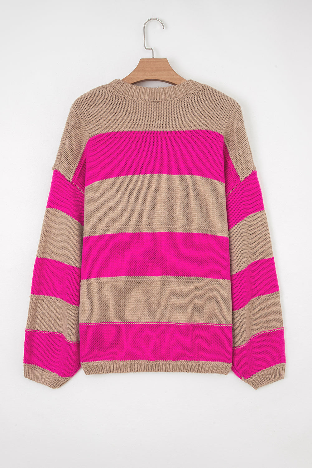 Plus Size Stripe Colorblock Drop Shoulder Sweater