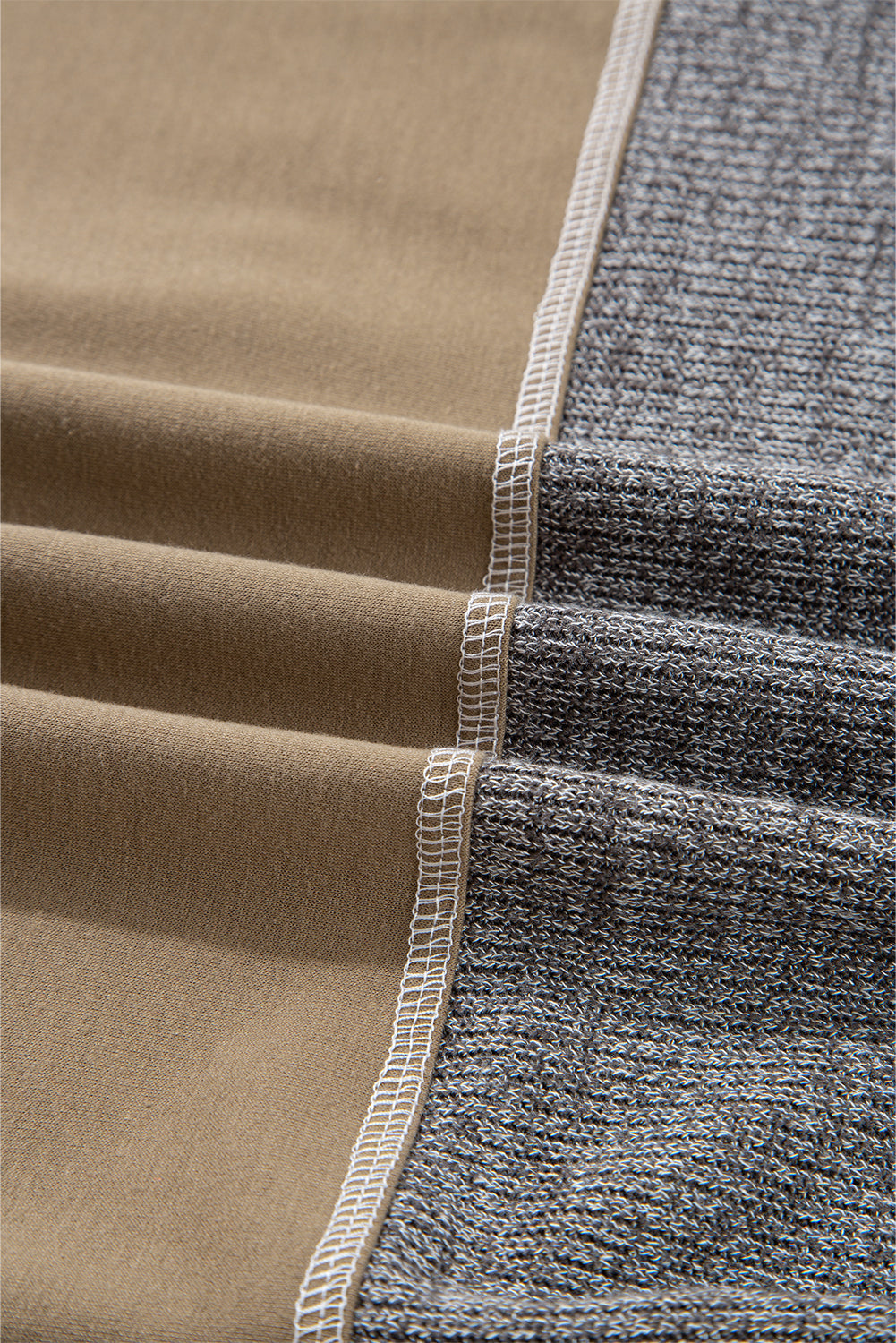 Waffle Knit Patchwork Buttoned Hooded Sweatshirt