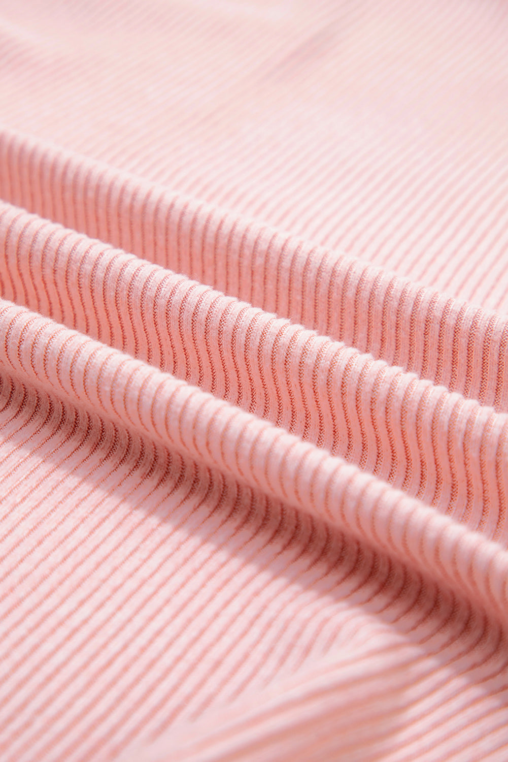 Plus Size Solid Ribbed Reverse Seam Chest Pocket Top