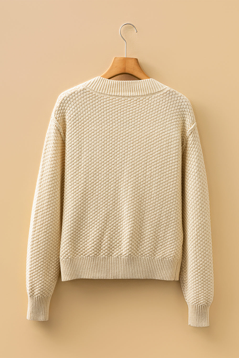 Solid Button-Up Cropped Cardigan Sweater