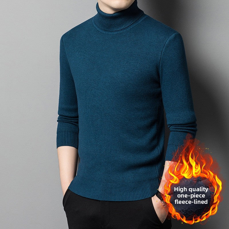 Men's Fleece-Lined Acrylic Turtleneck Sweater