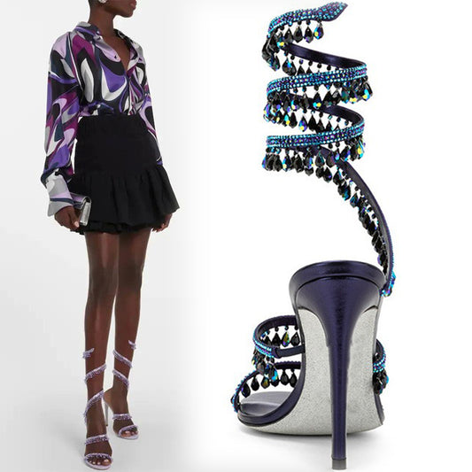 strappy open-toe shoes for walking down the runway