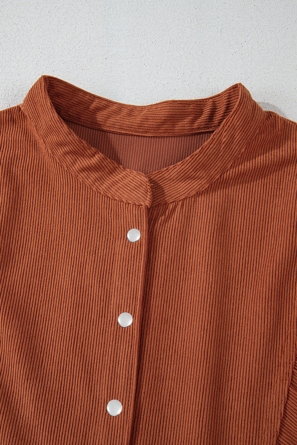 Solid Corduroy 3/4 Sleeve Snap Button Dress
