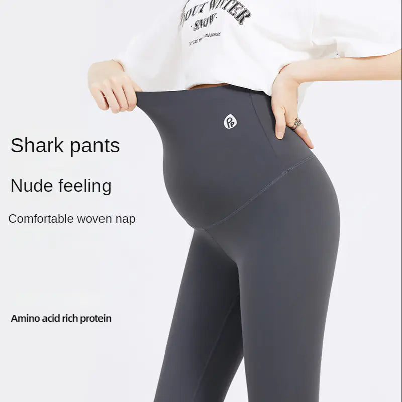 Maternity Velvet Shark Skin Belly Support Pants - # WOM21410011 - PRG