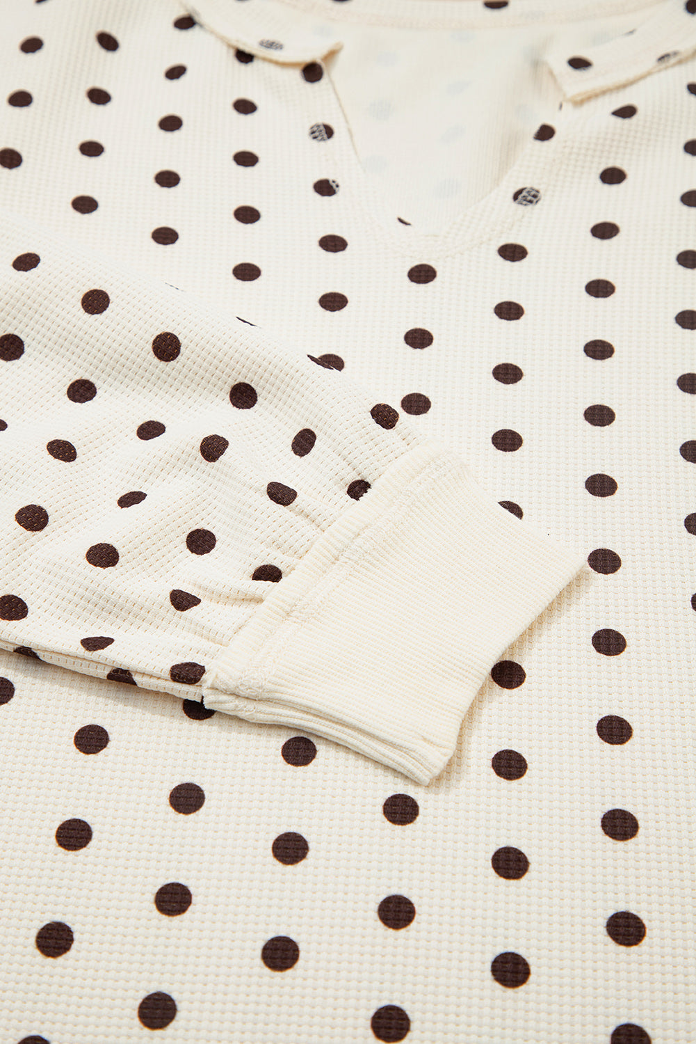 Polka Dot Waffle Knit Top and Pants Lounge Set
