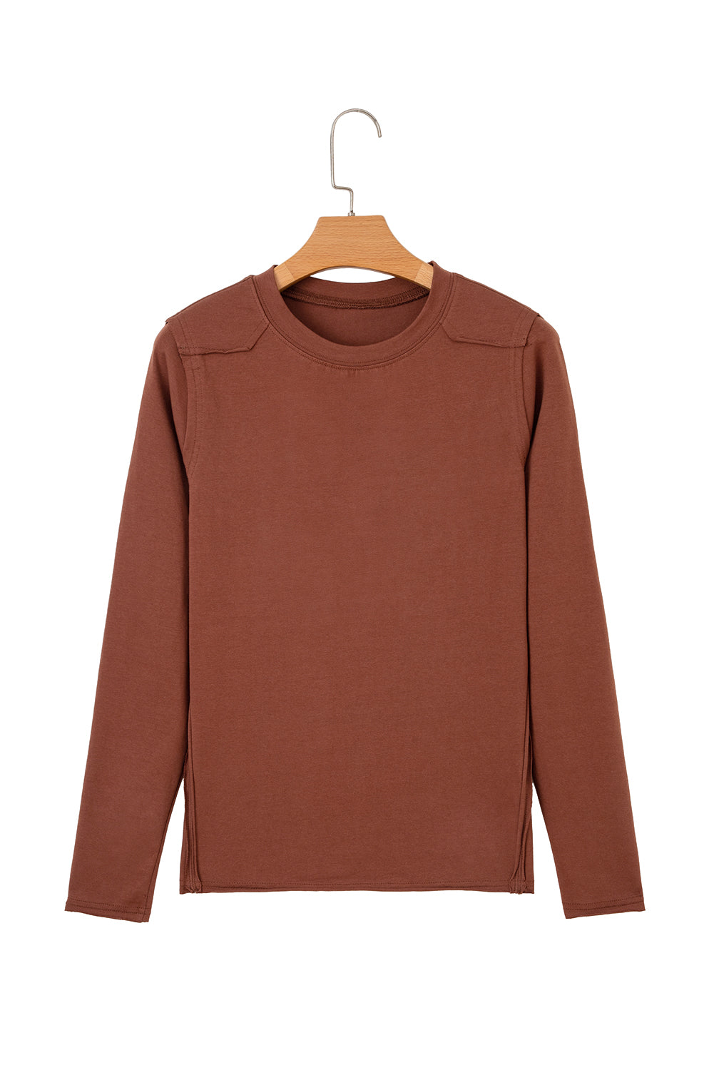 Solid Raw Seam Long Sleeve Top