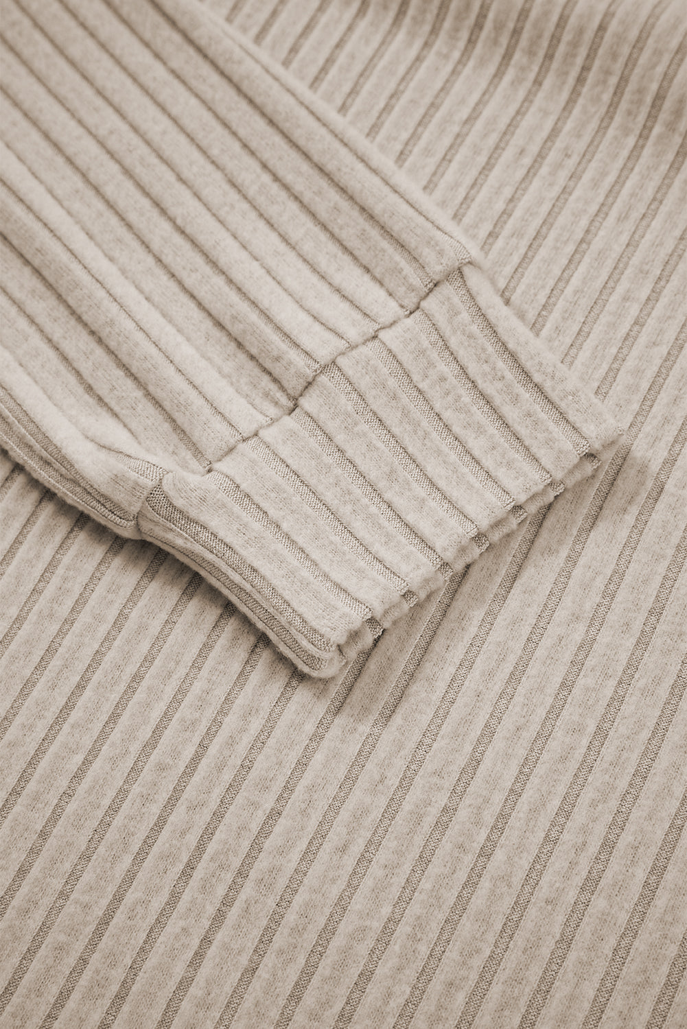 Solid Ribbed Knit Textured Round Neck Top