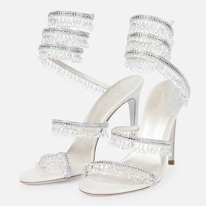 strappy open-toe shoes for walking down the runway