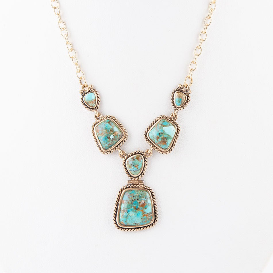 Earth and Sky Blue Turquoise Golden Necklace