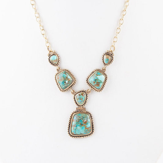 Earth and Sky Blue Turquoise Golden Necklace