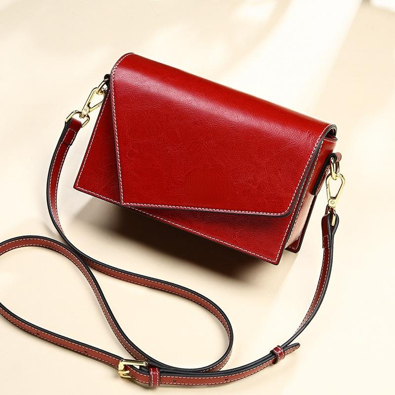 Genuine leather women's messenger bags  geometric shape small square bag shoulder purse crossbody