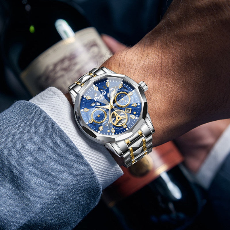 Men's Quartz Watch with Luminous and Waterproof Features