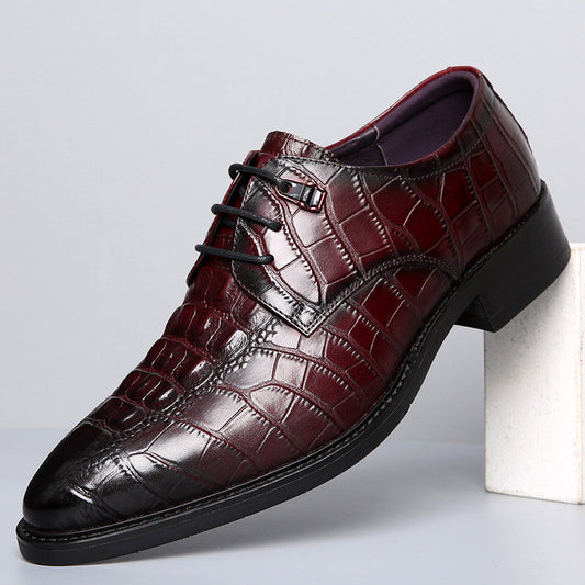 Mens Formal Leather Shoes Crocodile Pattern