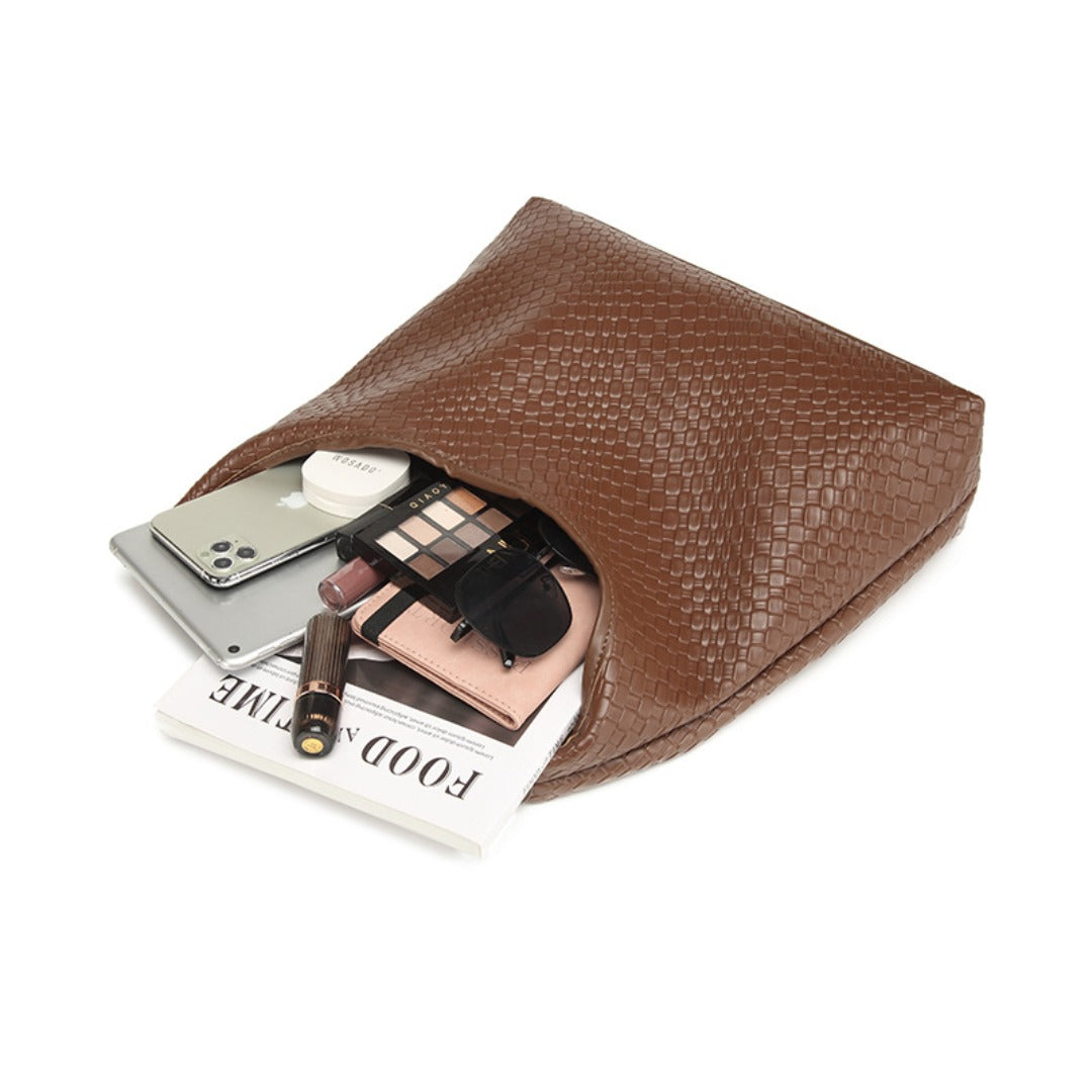 Soft leather woven hobo bag for women, tote bag for women, casual large capacity handheld shoulder bag, shoulder hobo purse