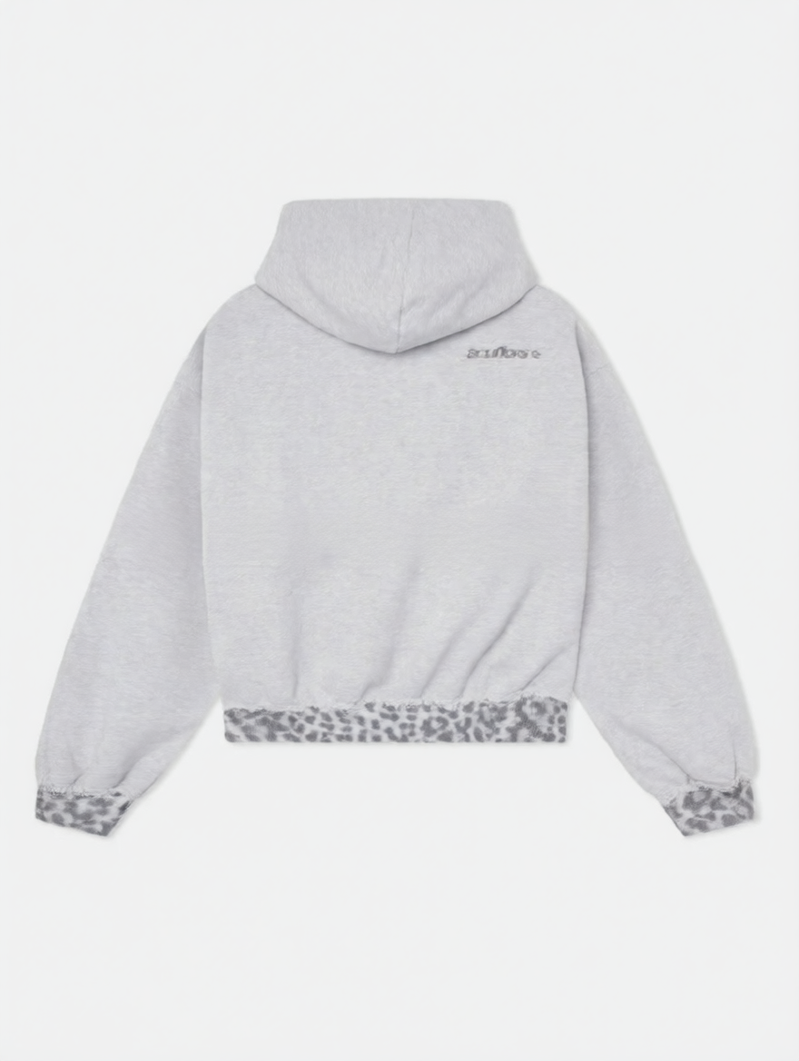 Retro street-style patchwork leopard print hoodie