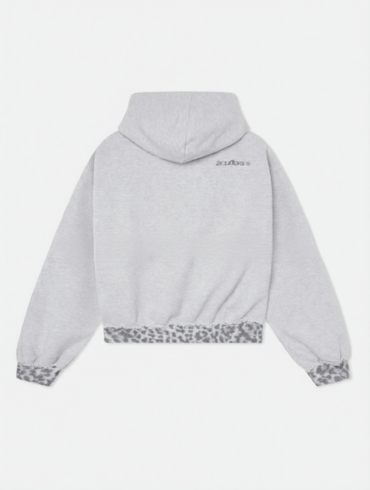 Retro street-style patchwork leopard print hoodie