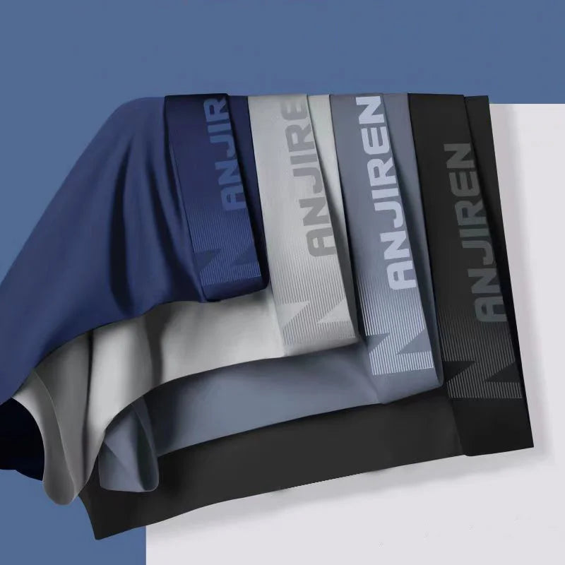 4pcs Boxer Shorts Men's Ice Silk Underwear Cool Underpants Breathable Sexy Thin Panties U Convex Lingerie Wholesale Lots L-6XL