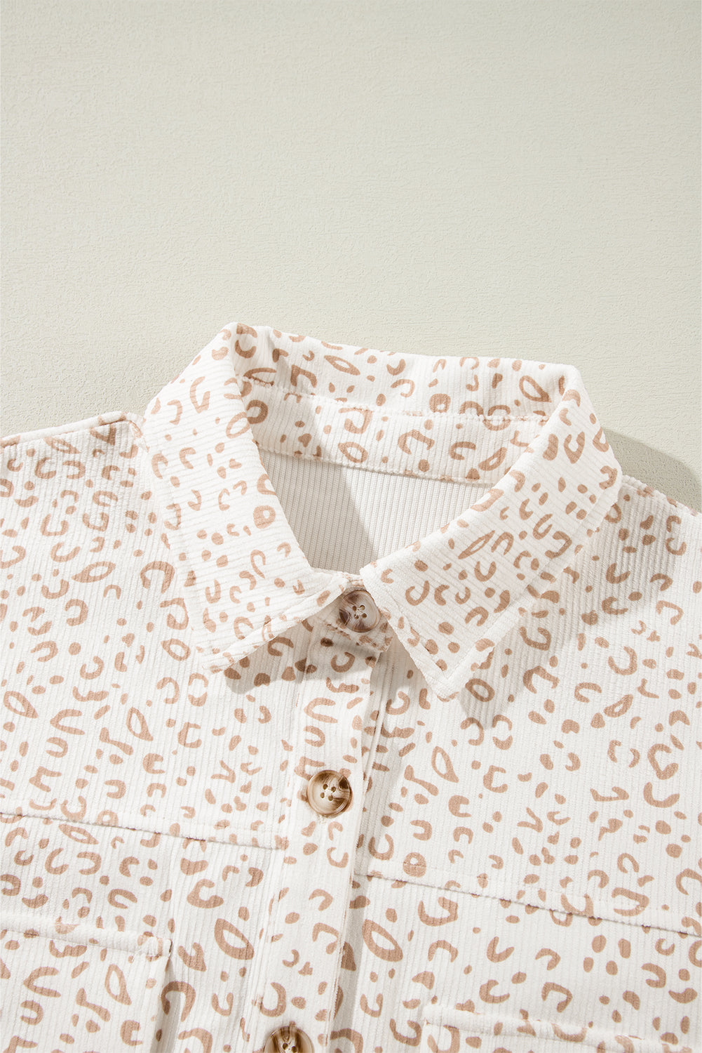 Leopard Corduroy Flap Pockets Button-Up Shacket