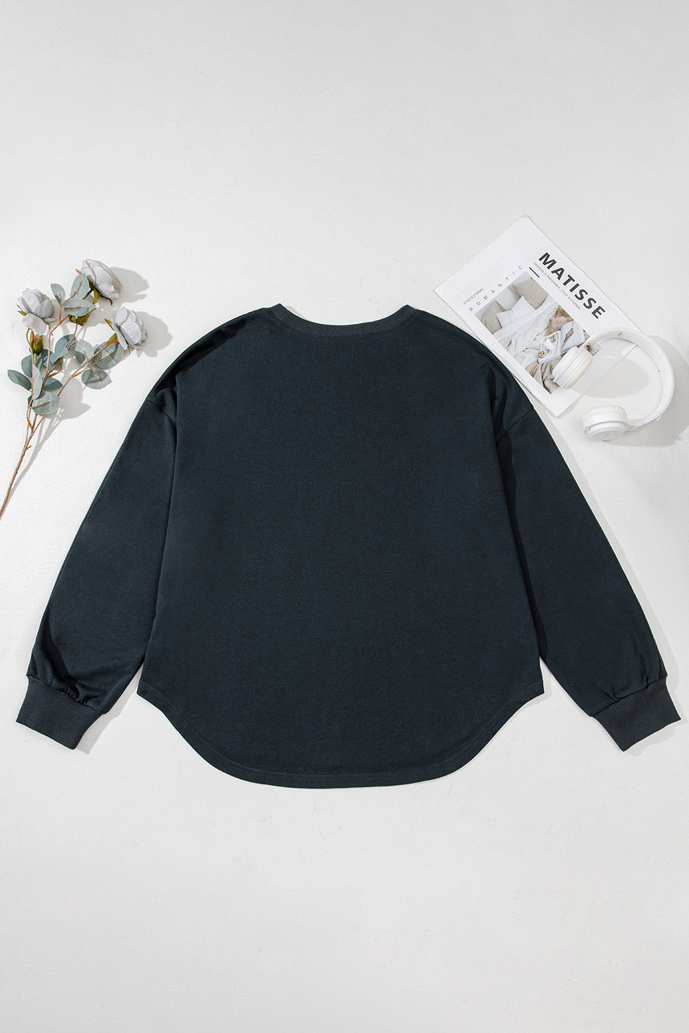 Plus Size Solid Ribbed Edge Studded Mineral Wash Top