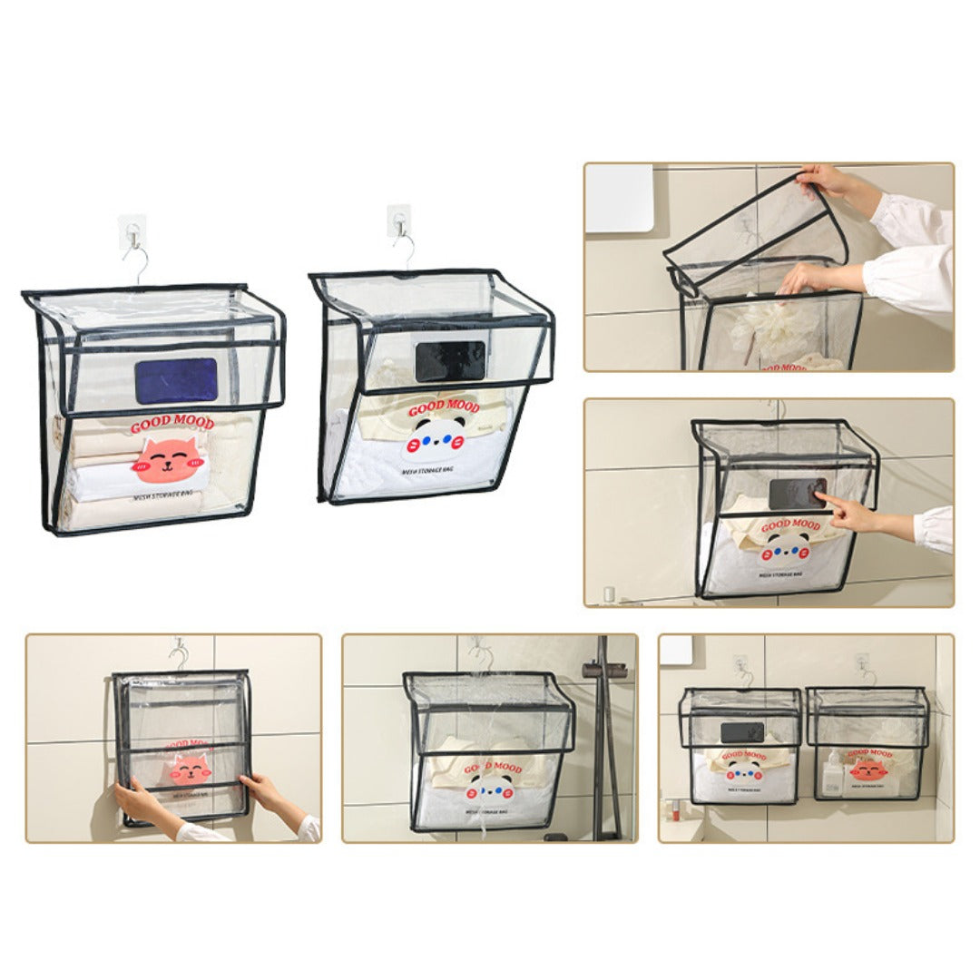 Bathroom transparent storage bag, put clothes toilet storage bag, transparent PVC large-capacity wall-mounted waterproof bathroom hanging bag