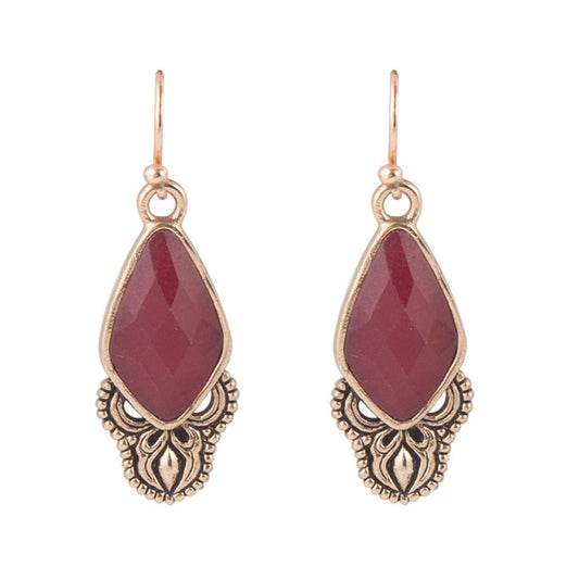 Elegant Bordeaux Quartz Earrings