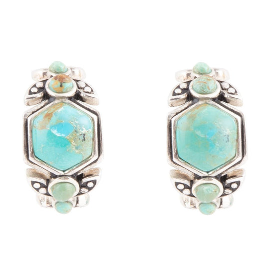 Emile Blue Turquoise Sterling Silver Hoop Earrings