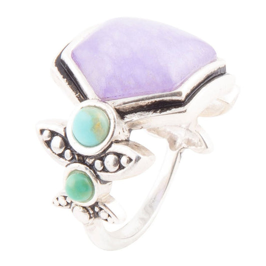 Emile Purple Quartz and Blue Turquoise Sterling Silver Ring