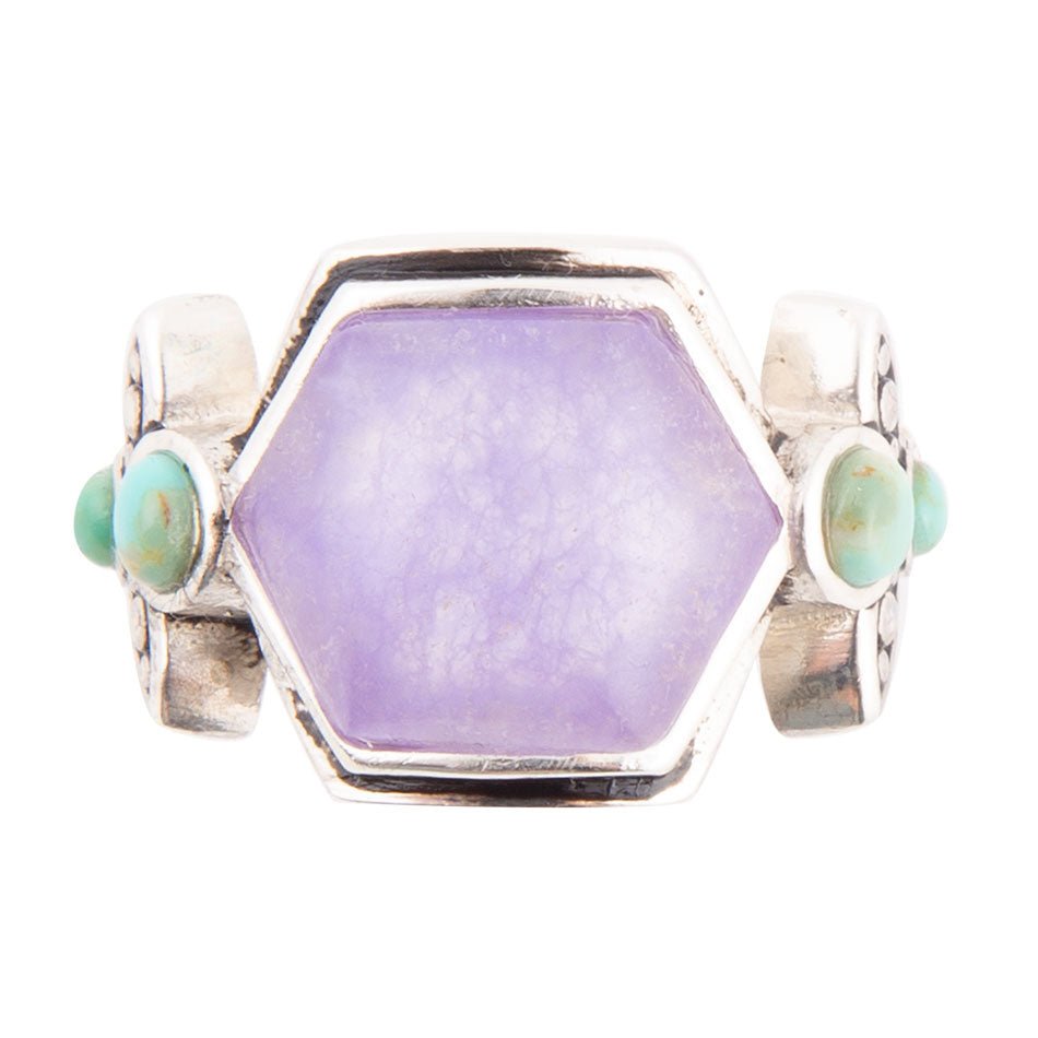 Emile Purple Quartz and Blue Turquoise Sterling Silver Ring