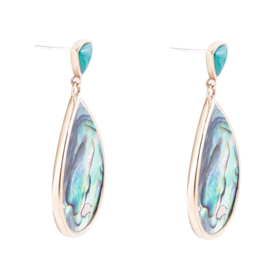Epiphany Blue Abalone Golden Post Drop Earrings