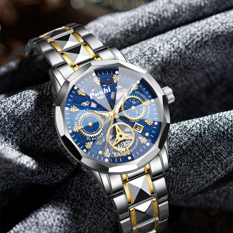 Men's Quartz Watch with Luminous and Waterproof Features