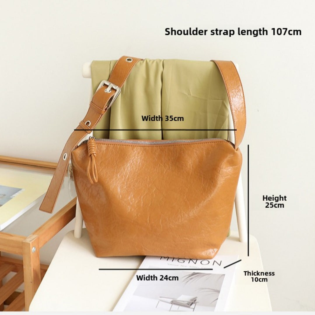 Casual Retro Small Square Bag for Women – Soft Texture PU Wide Shoulder Strap Crossbody Hobo Bag