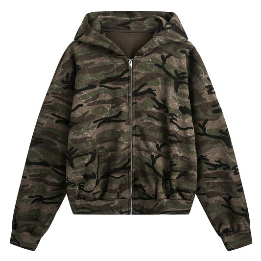 Retro camouflage short coat