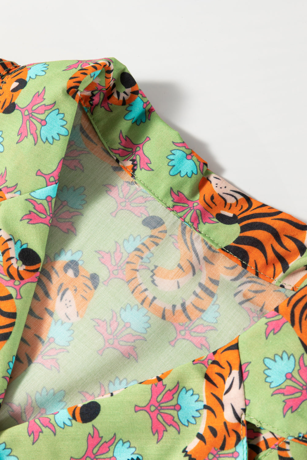 Tiger Floral Collared V-Neck Shirt
