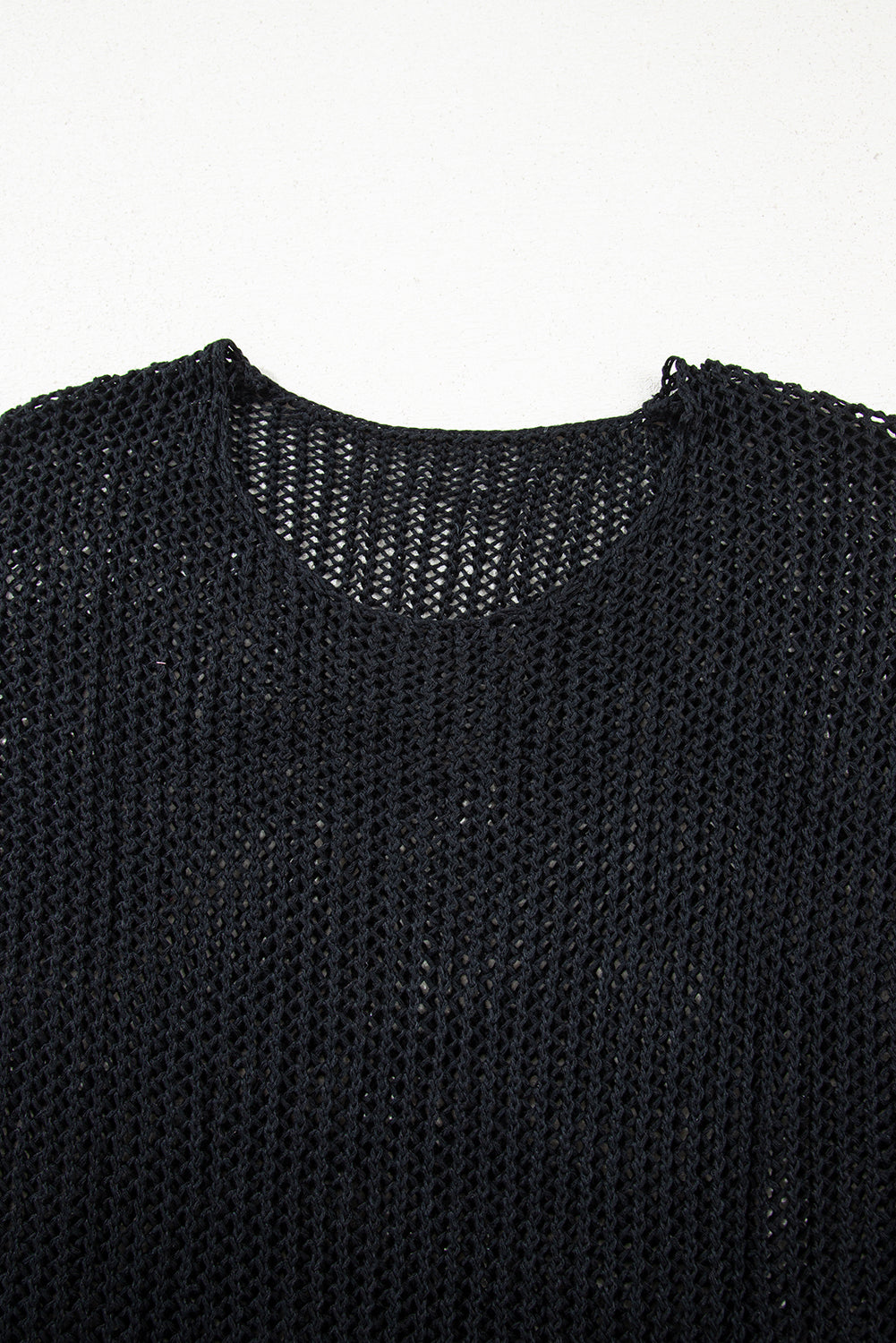 Solid Crochet Hollow-Out Sweater
