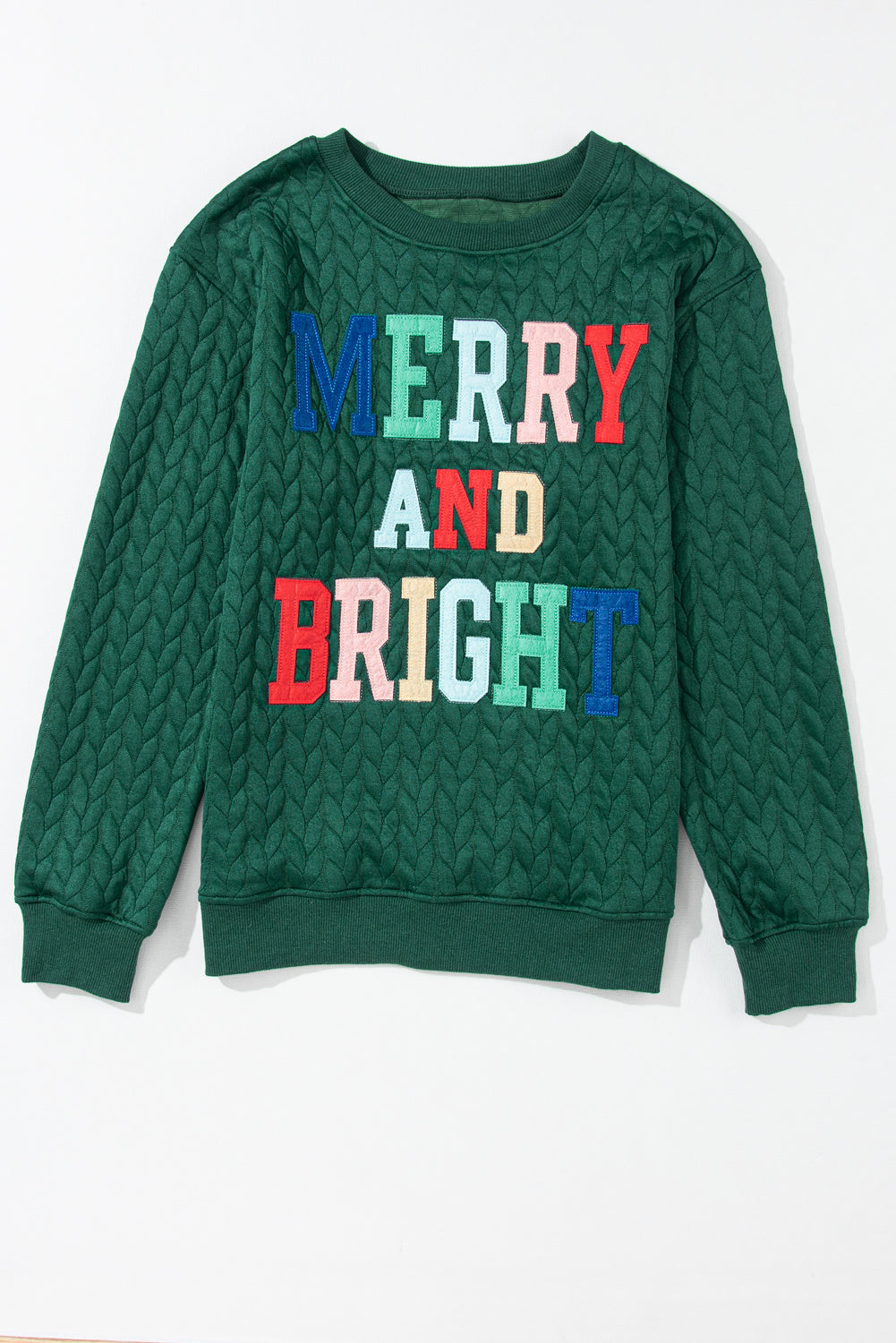 Christmas Merry And Bright Cable Knit Pullover Sweatshirt