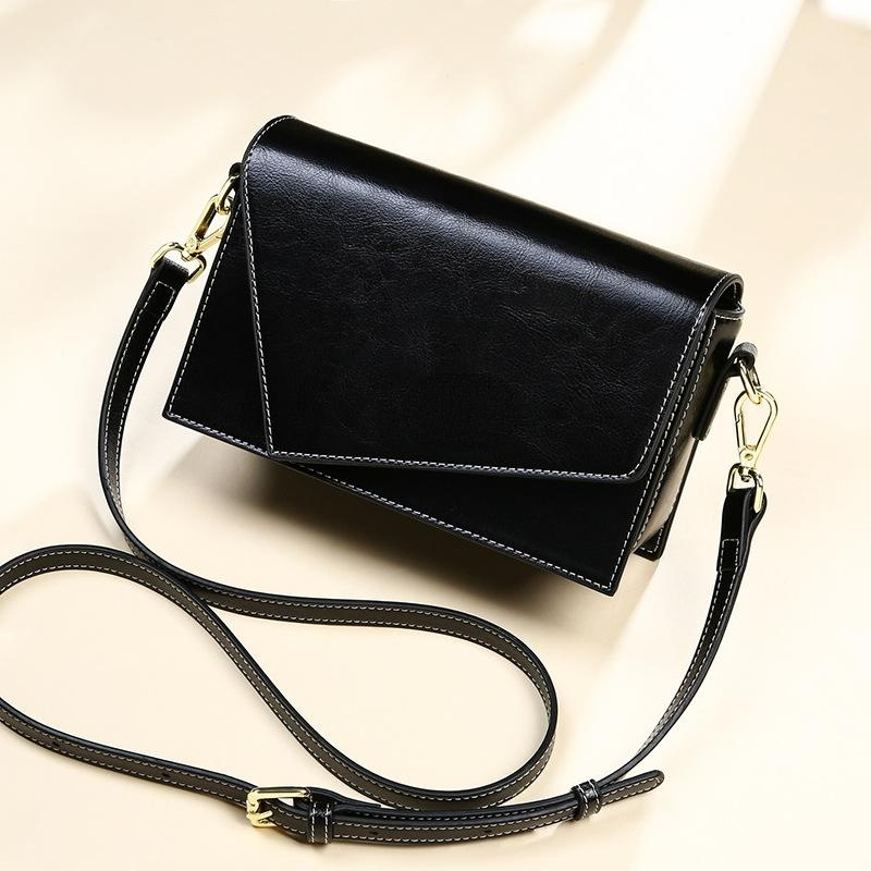 Genuine leather women's messenger bags  geometric shape small square bag shoulder purse crossbody