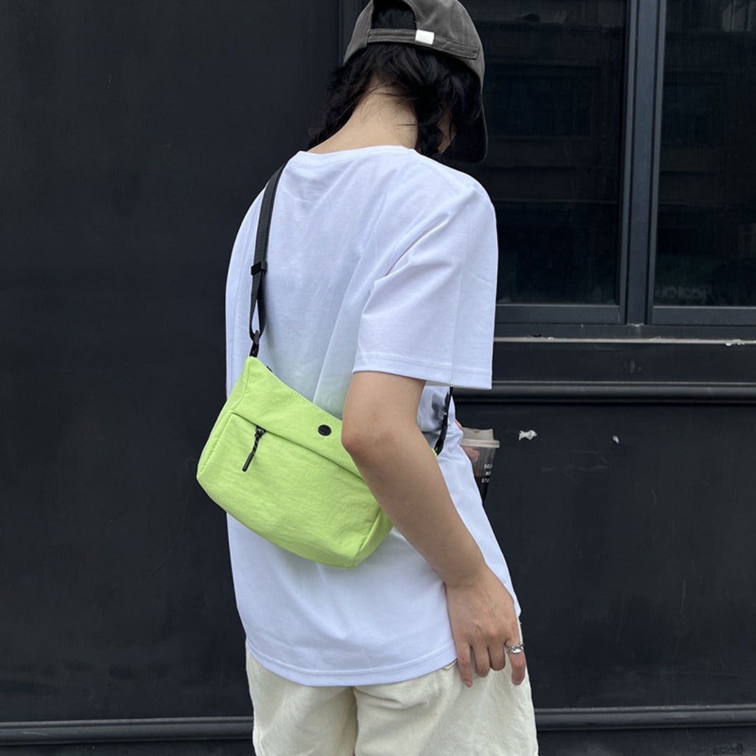 Small Casual Bag Women, Casual Simple Crossbody Bag, Nylon Wide Shoulder Strap Daily Commuter Shoulder Bag