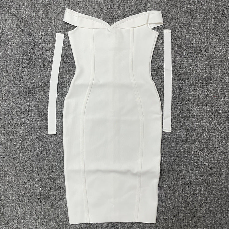 Double Shoulder Strap Bow Slim-fit Hip dress