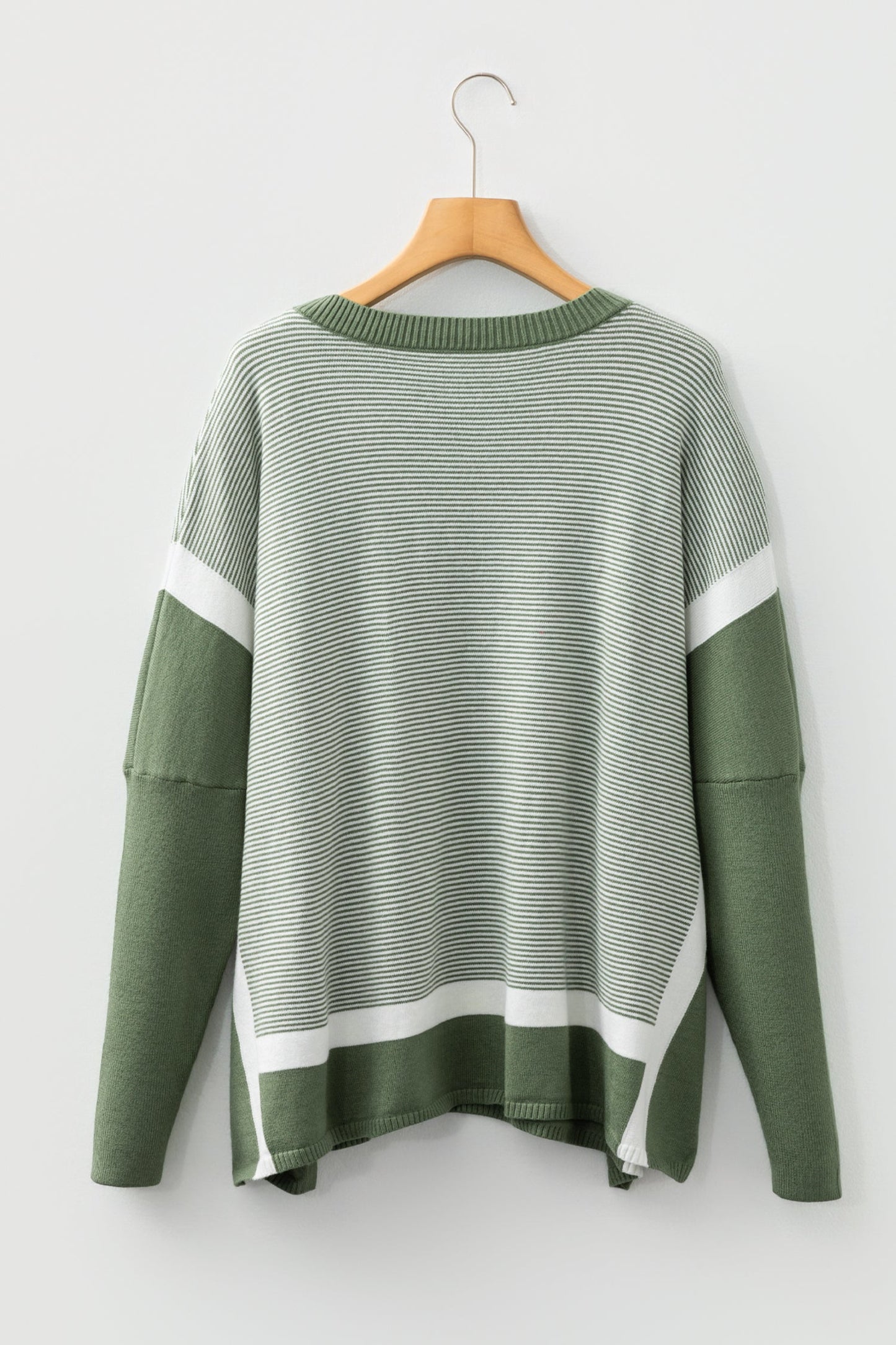 Stripe Colorblock Patchwork Dolman Sleeve Sweater