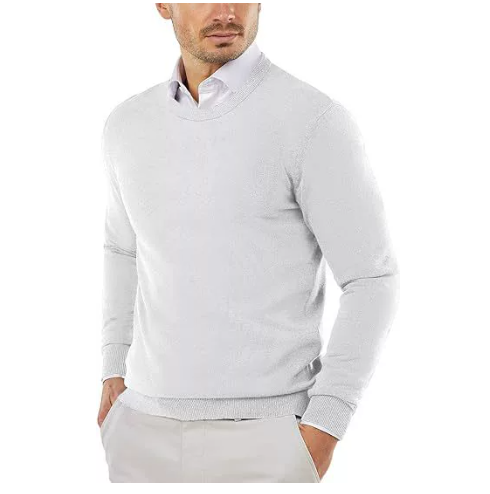 Men's Crewneck Knit Sweater Slim Fit Long Sleeve