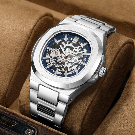 Double-sided hollowed-out luminous men's watch