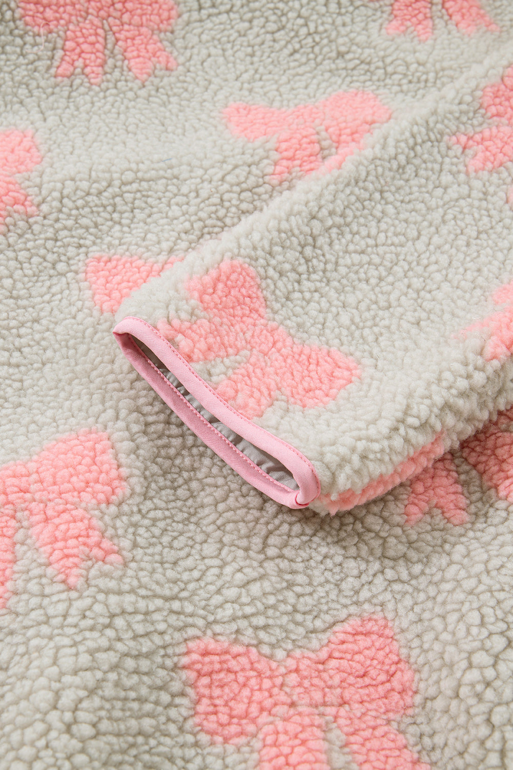 Bow Sherpa Quarter Zip Drop Shoulder Sweatshirt