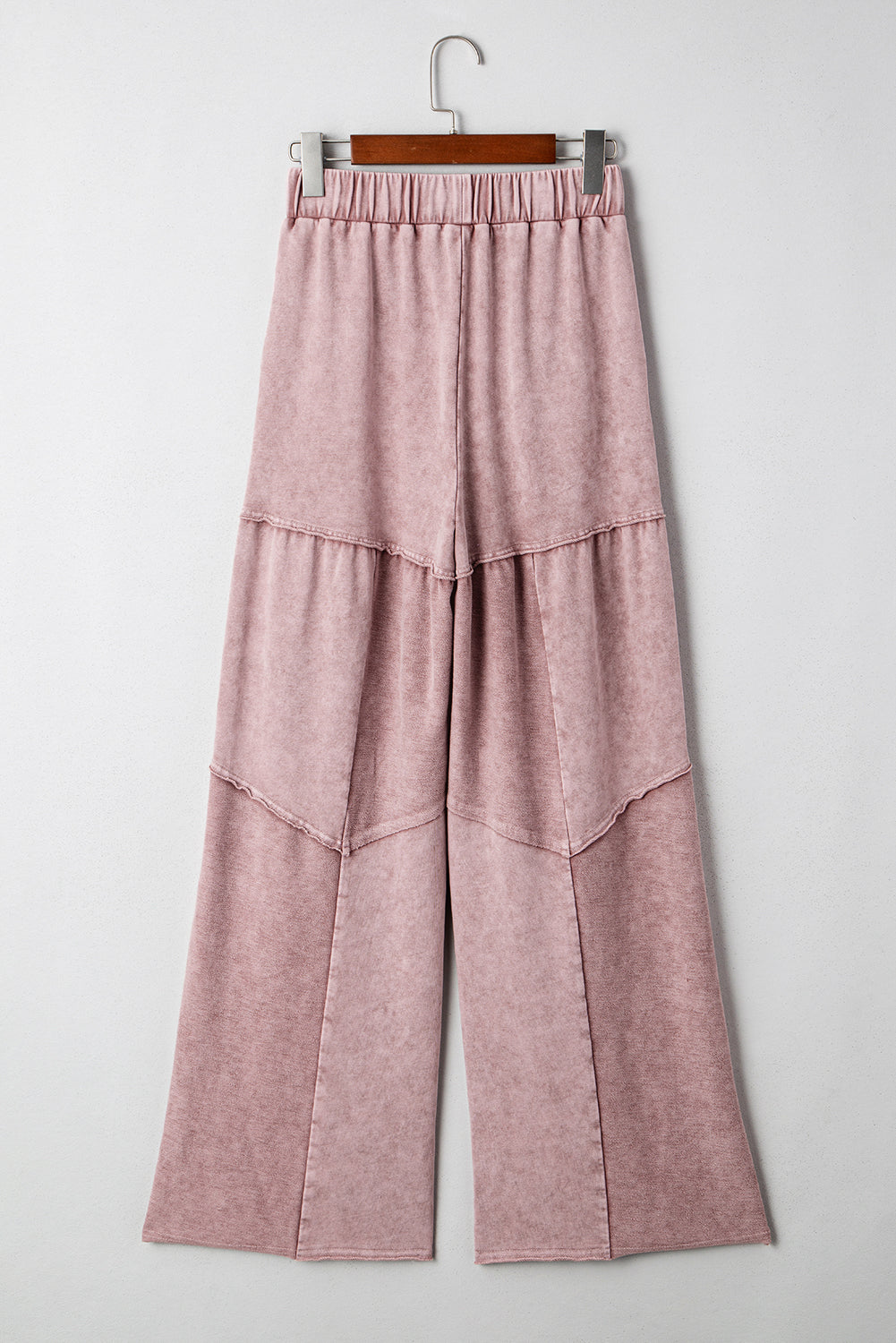 Mineral Wash Patchwork Tiered Wide Leg Pants