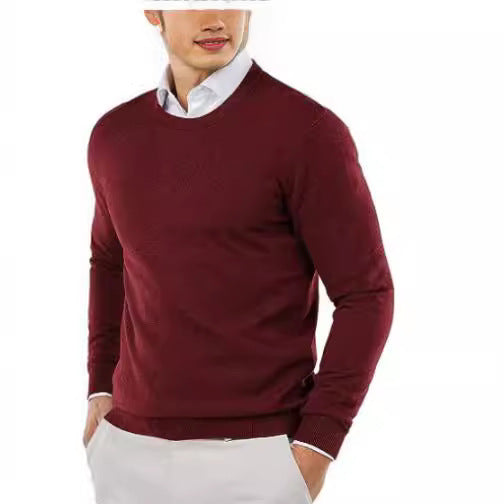 Men's Crewneck Knit Sweater Slim Fit Long Sleeve
