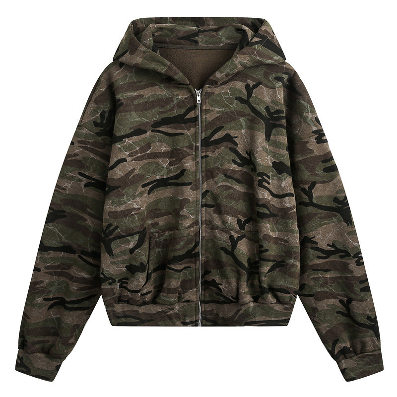 Retro camouflage short coat