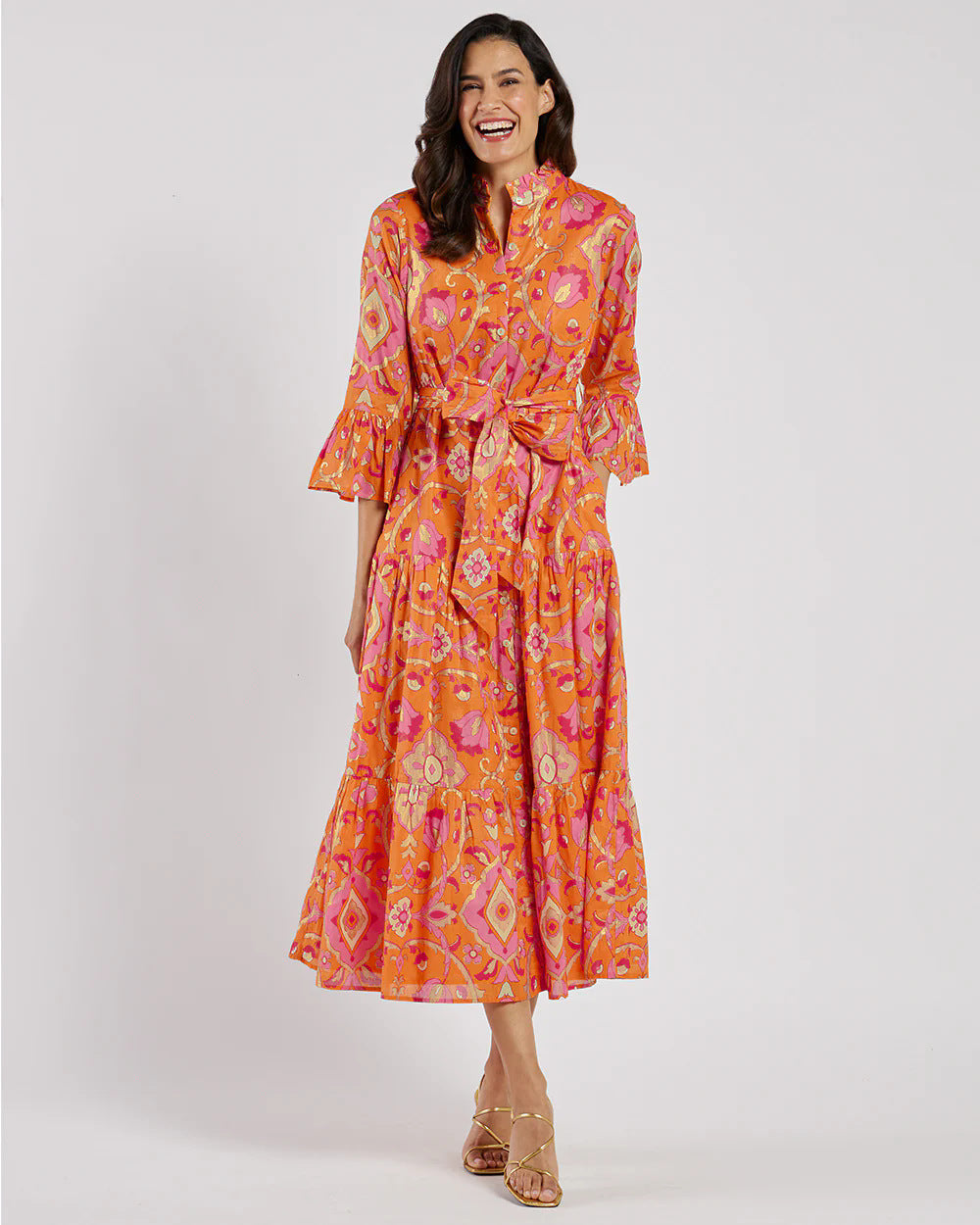 Women's Floral Print Ruffle Cardigan Dress